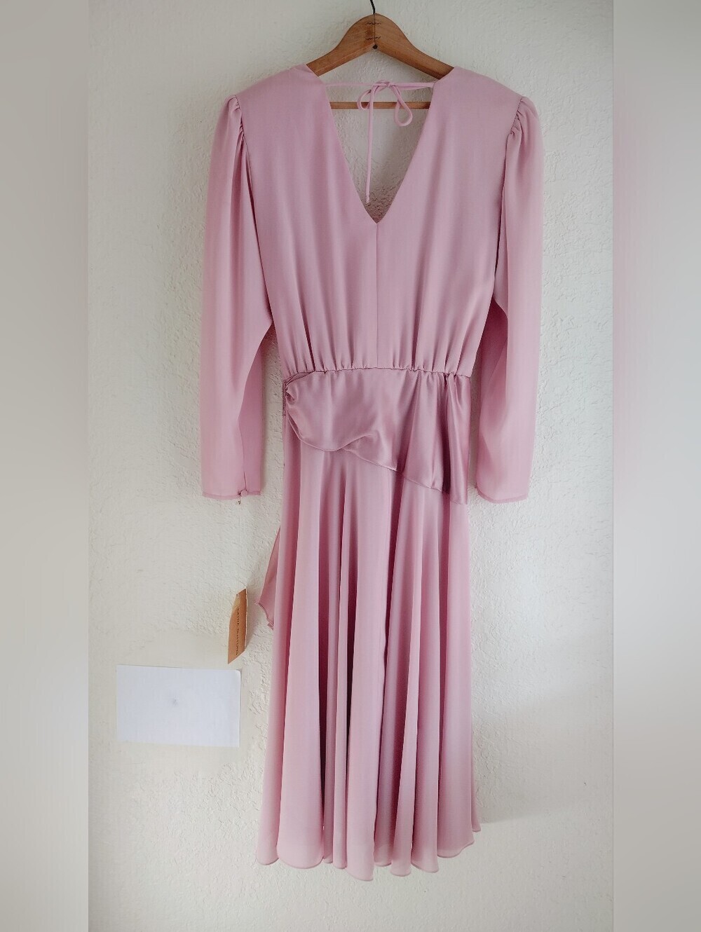 Martinique Fashions Union Made Pink Long Sleeve Wrap Dress with Embellish Waist - Picture 7 of 13